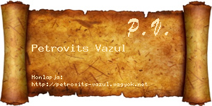 Petrovits Vazul névjegykártya